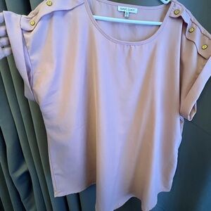 Pale Pink Button-Shoulder Blouse